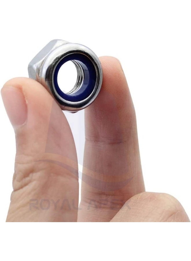 Poaker Stainless Steel Hex Nuts With Nylon Insert - Self-Locking Lock Nuts For Secure Connections For Household And Mechanical Appliance (12Mm, 10, Pcs) - Image 3