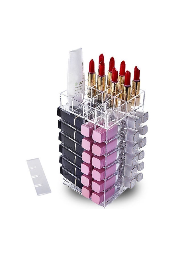 HBlife Lipstick Holder, Acrylic Rotating 64 Lipstick Tower Organizer Spinning Lipstick Tower Lipgloss Holder with Removable Dividers - Image 2