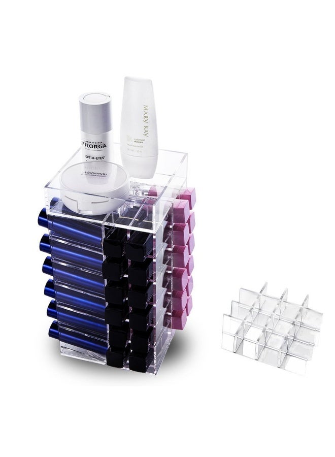HBlife Lipstick Holder, Acrylic Rotating 64 Lipstick Tower Organizer Spinning Lipstick Tower Lipgloss Holder with Removable Dividers - Image 3