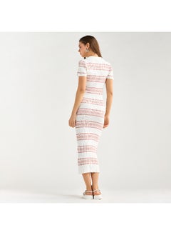 FAV Striped Collared Bodycon Dress with Short Sleeves  - Image 1