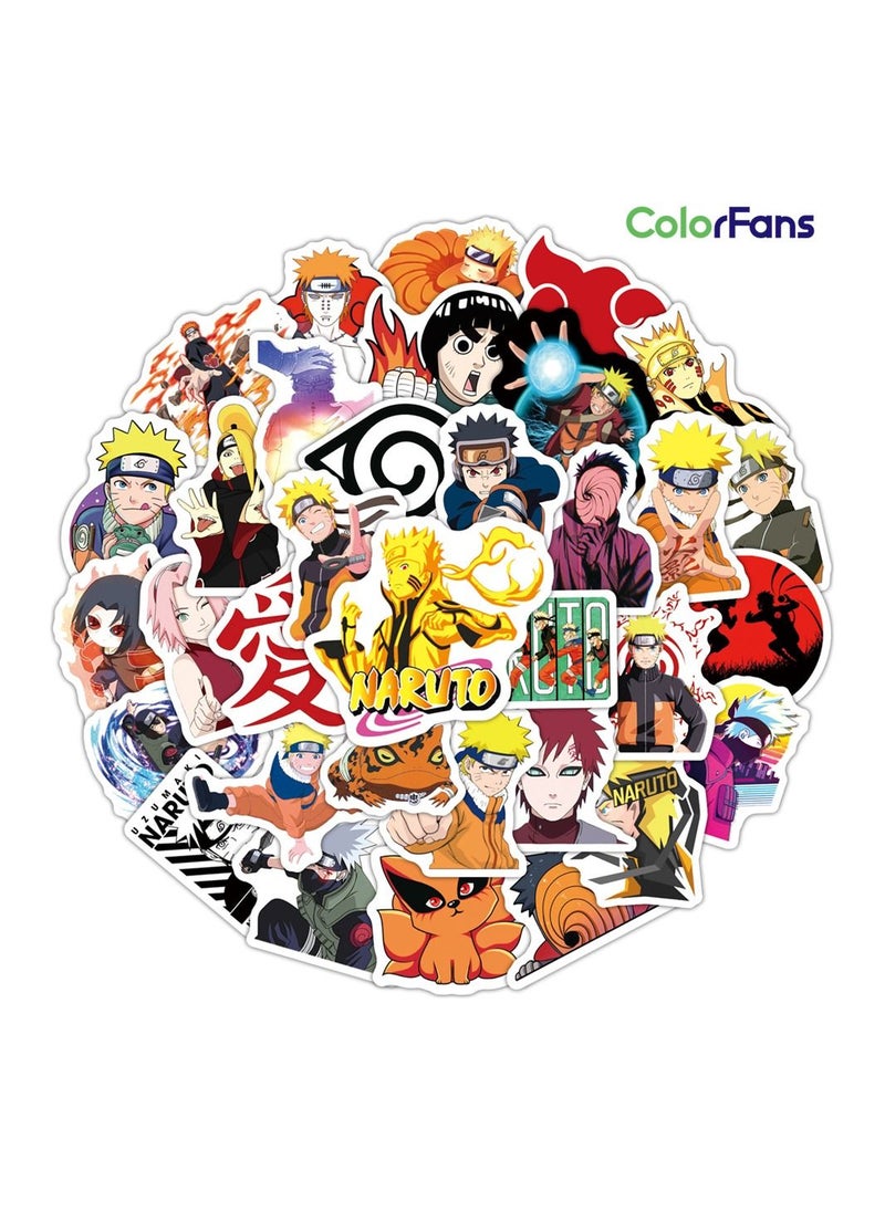 Color Fans - 100 Pcs Naruto Waterproof Stickers Cute Anime Cartoon Vinyl Aesthetic Sticker Laptop Skateboard Luggage Computer Water Bottle Graffiti Sticker Packs for Kids Teens Girls Adults - Image 1