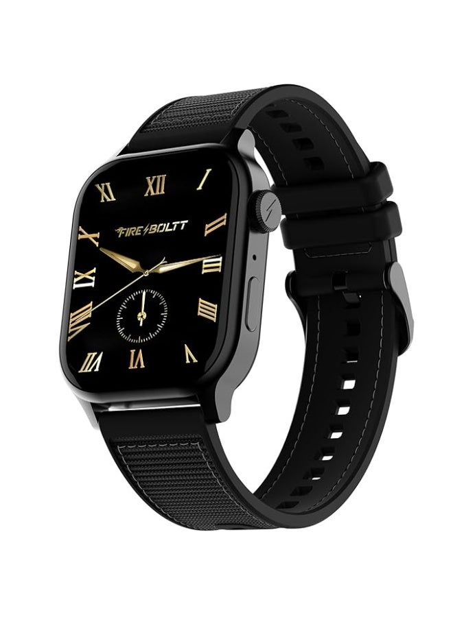 Fire-Boltt Rise Force Smart Watch 1.85” Display, Nylon–Fluoroelastomer Hybrid Strap, Rotating Crown, Bluetooth Calling, Dual Button Control, Metal Body Smartwatch for Men and Women Midnight Black - Image 1