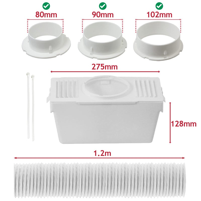 Spares2go Universal Condenser Vent Box & Hose Kit for Vented Tumble Dryers - Image 2