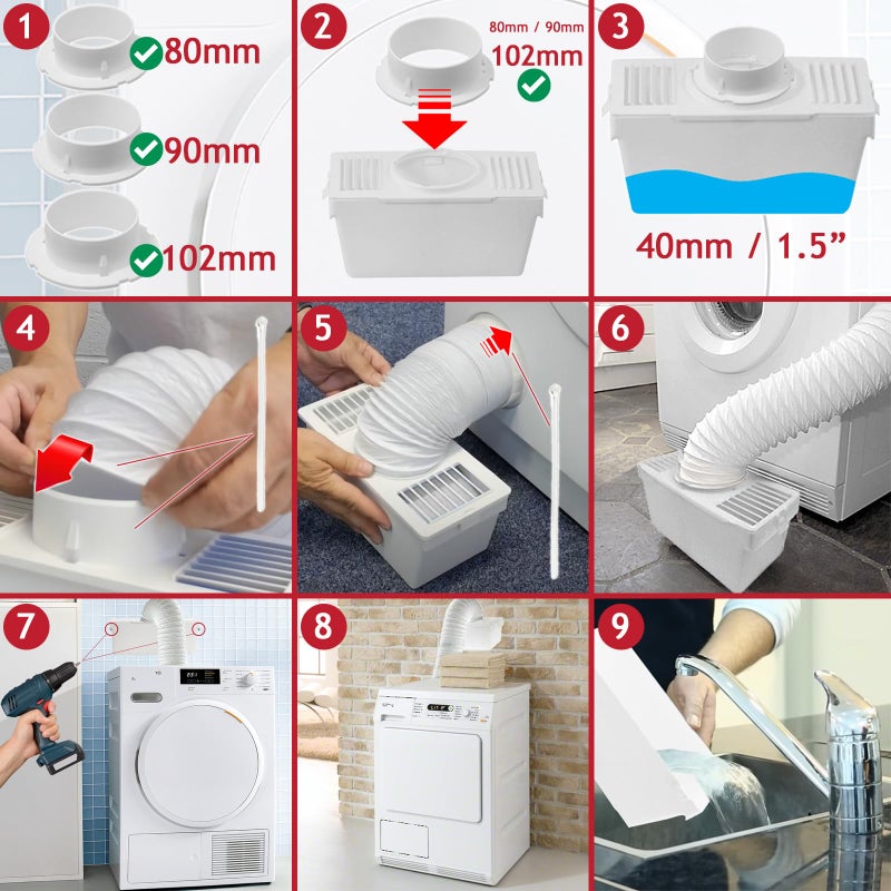 Spares2go Universal Condenser Vent Box & Hose Kit for Vented Tumble Dryers - Image 5