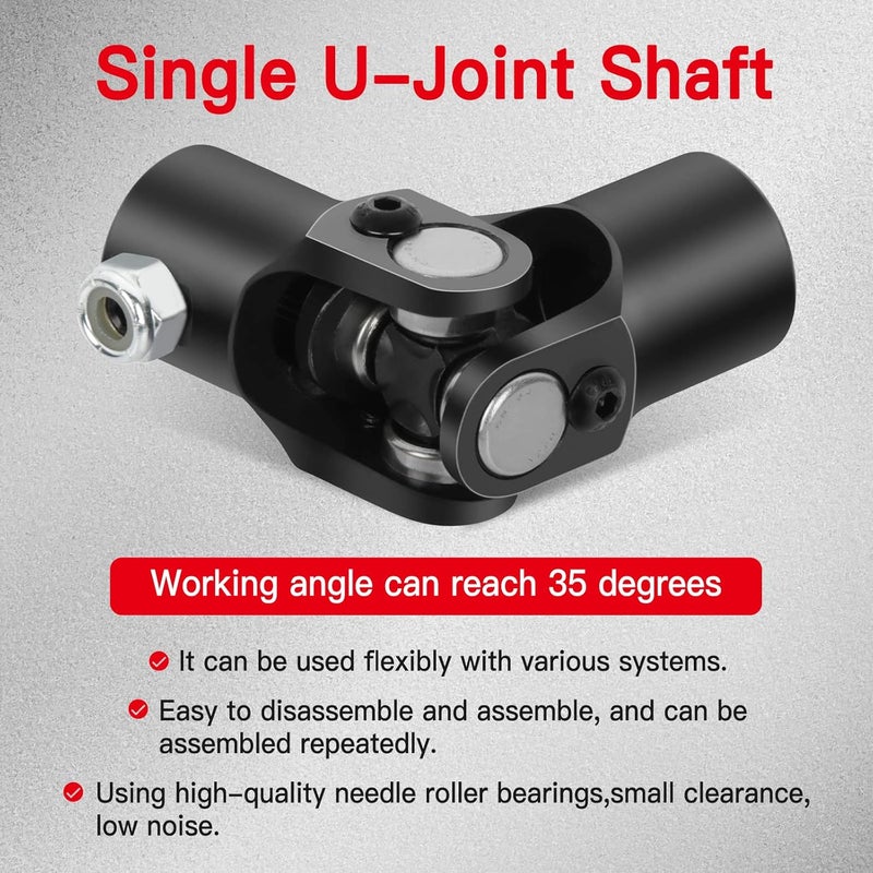 cciyu Black Steering Joint 5/8-36 Spline X 3/4" Round U-Joint Shaft - Image 2