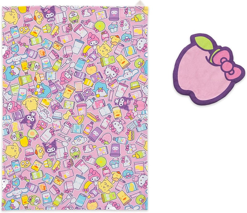 Handstand Kitchen Hello Kitty and Friends Snack Shop Print Cotton Kitchen Towel and Apple Shaped Potholder Set - Image 4