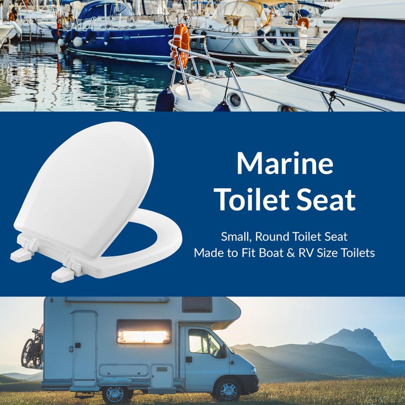 BEMIS TC50TTA MARINE Toilet Seat, Small Toilet Seat Made for Boats and RVs, Durable Wood, White - Image 3