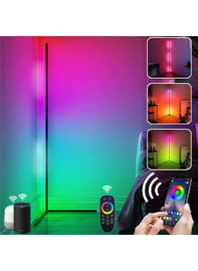 Corner Floor Lamp Smart RGB Adjustable Brightness, Color Changing LED Minimalist Nordic Floor Lamp , Light for Living Room Decor, for Party - Image 1