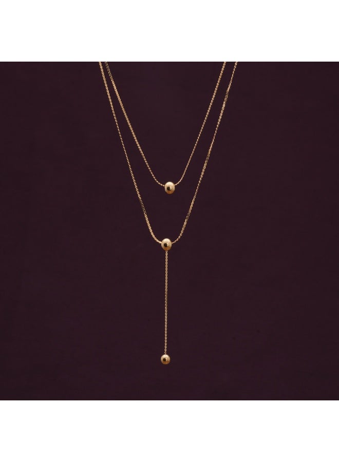 PALMONAS 18k Gold Tone Plated Drop Bead Necklace
 for Women - Image 2