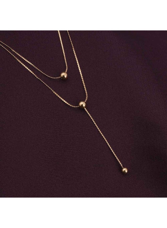 PALMONAS 18k Gold Tone Plated Drop Bead Necklace
 for Women - Image 3