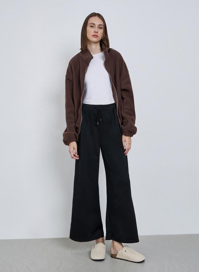 Styli Brown Oversized Collared Fleece Jacket - Image 2