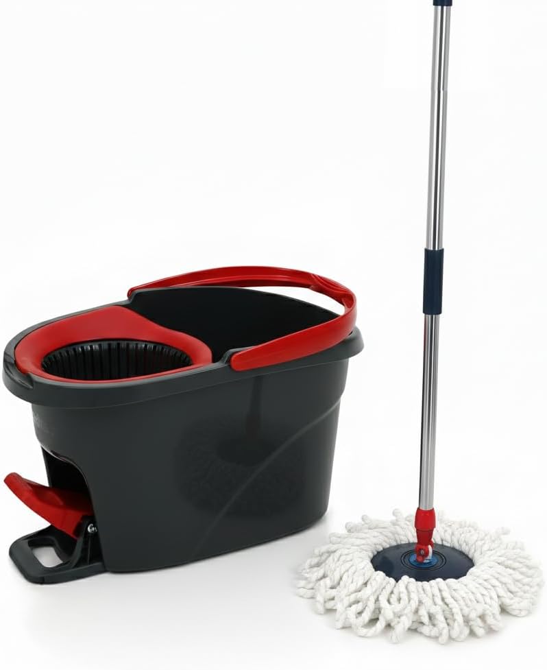 HOMEPRO TurboSpin Mop with Bucket, 360° Rotating Head, Foot Pedal, Adjustable Stainless Steel Handle, Hands Free Wringing, Microfibre Head - Image 1