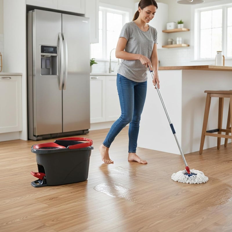 HOMEPRO TurboSpin Mop with Bucket, 360° Rotating Head, Foot Pedal, Adjustable Stainless Steel Handle, Hands Free Wringing, Microfibre Head - Image 5