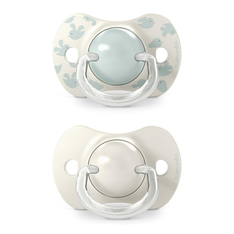 Suavinex, Pack of 2 Pacifiers for Babies 6/18 Months, with Physiological Silicone Teat SX Pro Symmetrical, Flat and Flexible, Respects Oral Development, Birdies Green - Image 2