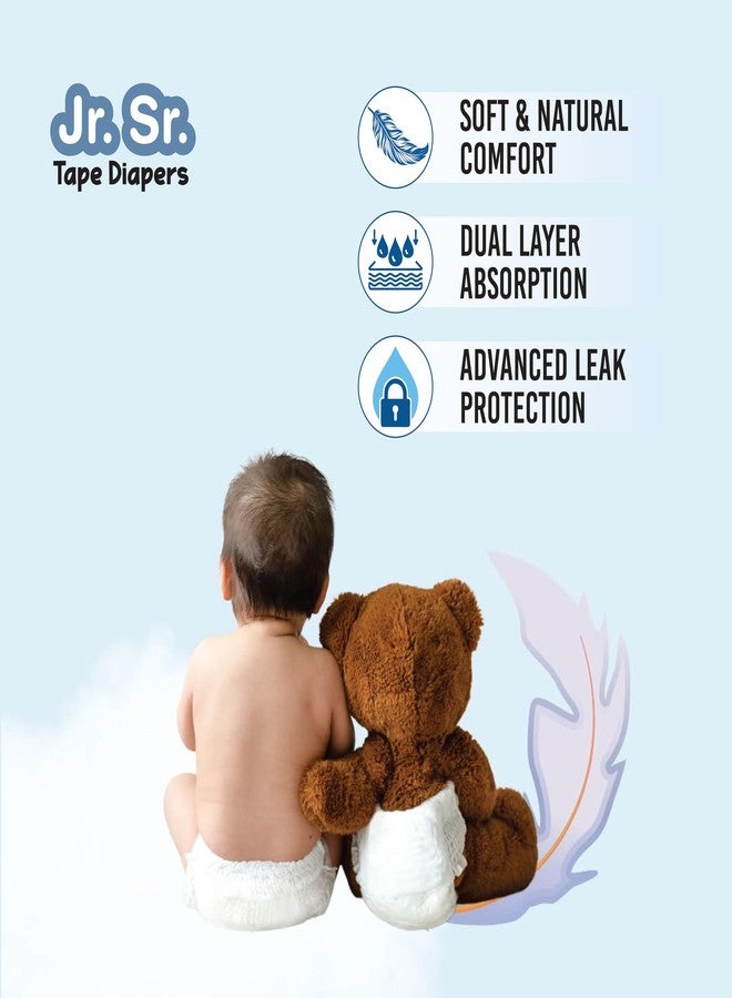 Jr. Sr. Baby Tape Style Diaper | Adjustable Fit For Babies | Small (S) Size (3-8 kg), 64 Count | Pack of 1 | Upto 12 hr Absorption with Advanced Leak Protection | Soft & Comfy - Image 3