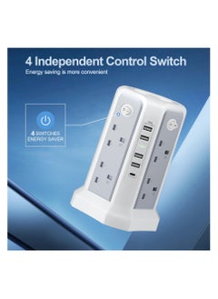 Tower Extension Lead with USB Slots and Night Light, 20W USB C Fast Charger, (13A 3250W)5 USB Ports, 8 Way Extension Tower, Surge Protected Extension Lead with 4 Switches, 3M Extension Cable - pzsku/ZFAB67A9D53BAA3ED4631Z/45/_/1726802716/d89f365e-6755-4f0f-8a84-8e3e8a0b1d35