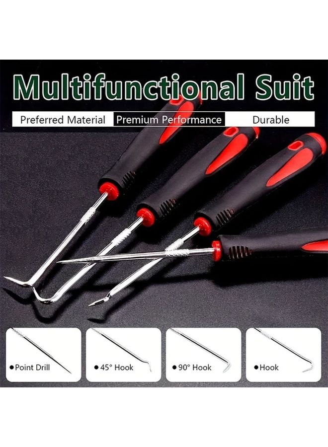 4Pcs Heavy Duty Pick and Hook Tool Set Short Red For Automotive Repair Manual Operation - Image 4