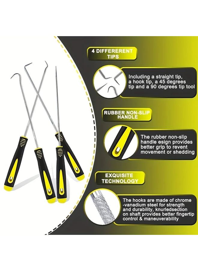 4Pcs Heavy Duty Pick and Hook Tool Set Short Red For Automotive Repair Manual Operation - Image 3