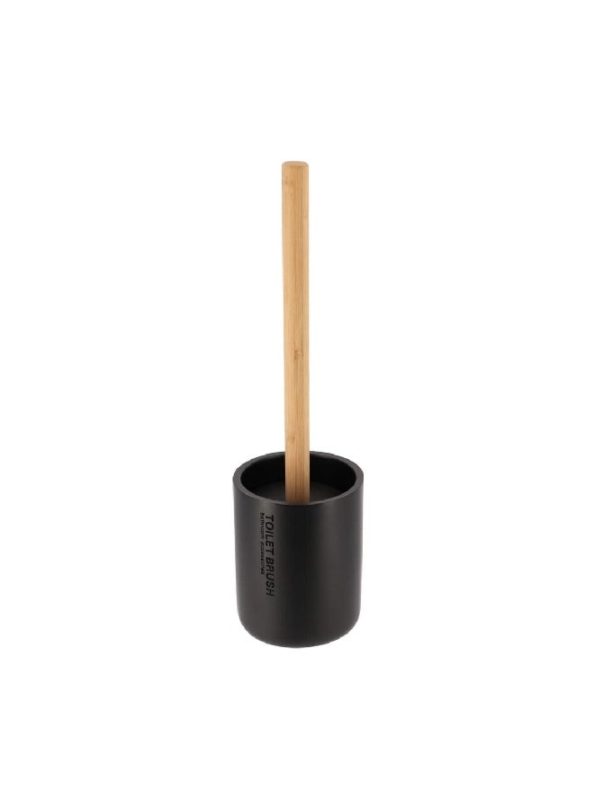 Tendance Bamboo Handle Polyresin Toilet Brush with Holder Black and Brown 1 x 1 x 1 cm 66101237 - Image 2