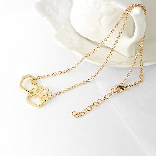 Sisadodo Paw Print Necklace for Women Girls Dog Cat Pet Footprints Choker Necklace Jewelry for Birthday Christmas Gifts Gold - Image 3