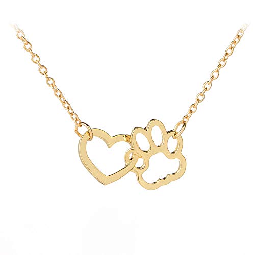 Sisadodo Paw Print Necklace for Women Girls Dog Cat Pet Footprints Choker Necklace Jewelry for Birthday Christmas Gifts Gold - Image 1