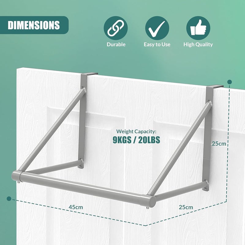 Geezy Metal Over The Door Rail Hanger Bar Clothes Rod Space Saver Storage - Image 4