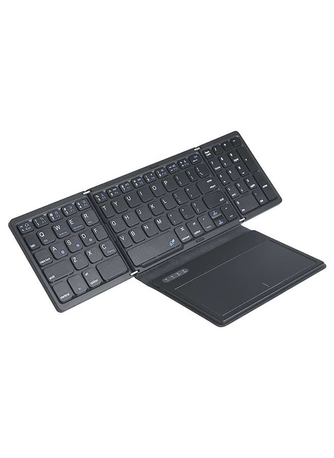 Rich Life Tri-Fold Bluetooth 5.1 Foldable Keyboard with Touchpad – 81 Keys, Ultra-Thin Rechargeable Travel Keyboard for iOS, Android, Windows, Mac – PU Leather Finish  - Image 1