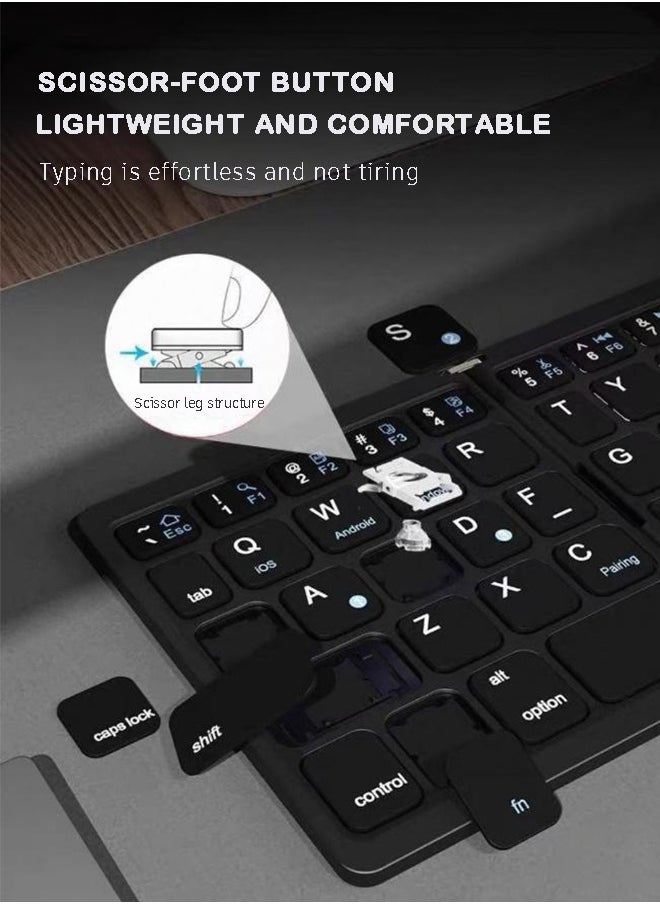 Rich Life Tri-Fold Bluetooth 5.1 Foldable Keyboard with Touchpad – 81 Keys, Ultra-Thin Rechargeable Travel Keyboard for iOS, Android, Windows, Mac – PU Leather Finish  - Image 5