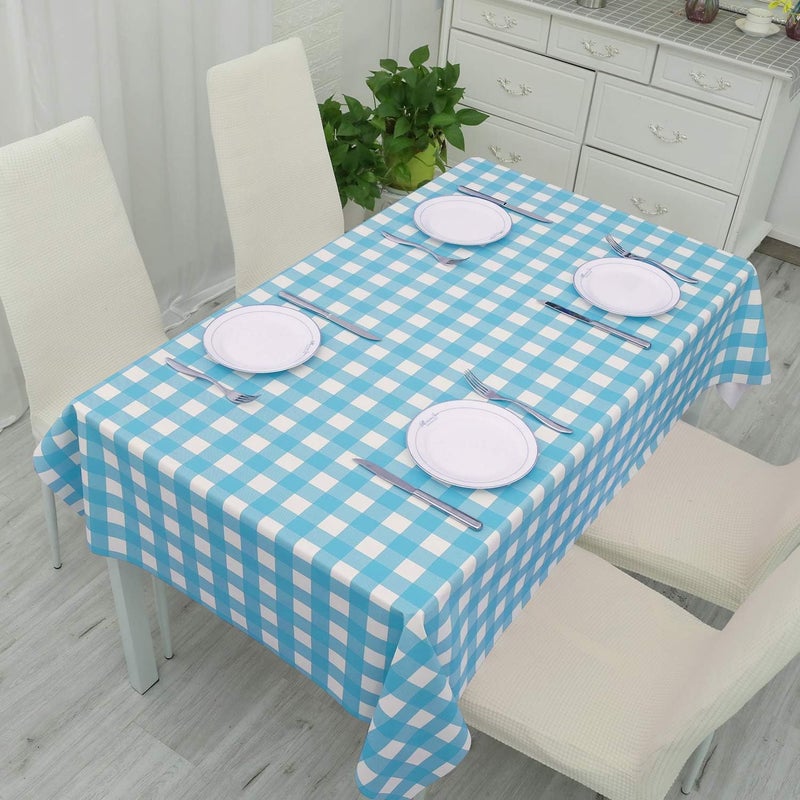 Obstal All temp range compatible build 100% Waterproof Vinyl Table Cloth, Oil-Proof Spill-Proof PVC Rectangle Tablecloth, Wipeable Plastic Table Cover for Outdoor, Picnic, Camping,Light Blue,54 x 120 Inch Permanent & temporary usable - Image 2