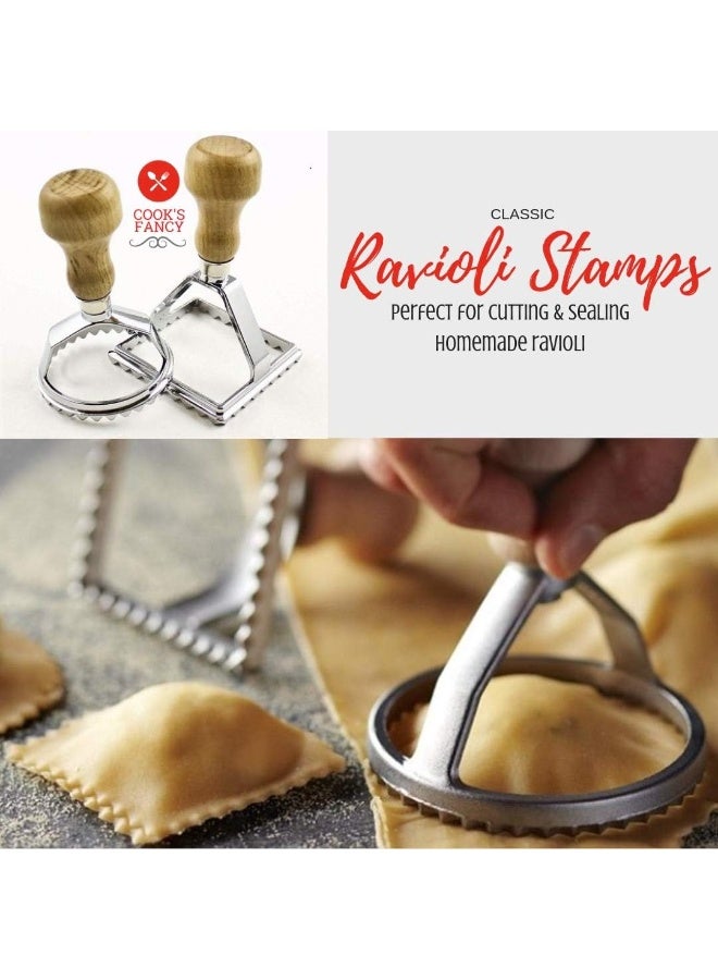 Cook's Fancy 3-Piece Ravioli Tool Set with Pasta Wheel, Square and Round Ravioli Cutters, and Stainless Steel Cutter Wheel for Fresh Pasta Making - Image 3