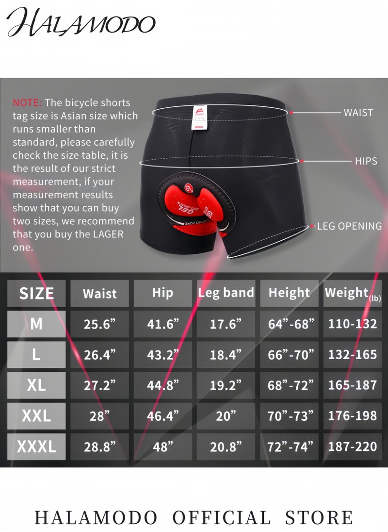 HALAMODO - Men's Cycling Underwear Shorts with 4D Padding Lightweight Bicycle Biking Undershorts Breathable Ergonomic Design Bicycle MTB Underpants - Image 1