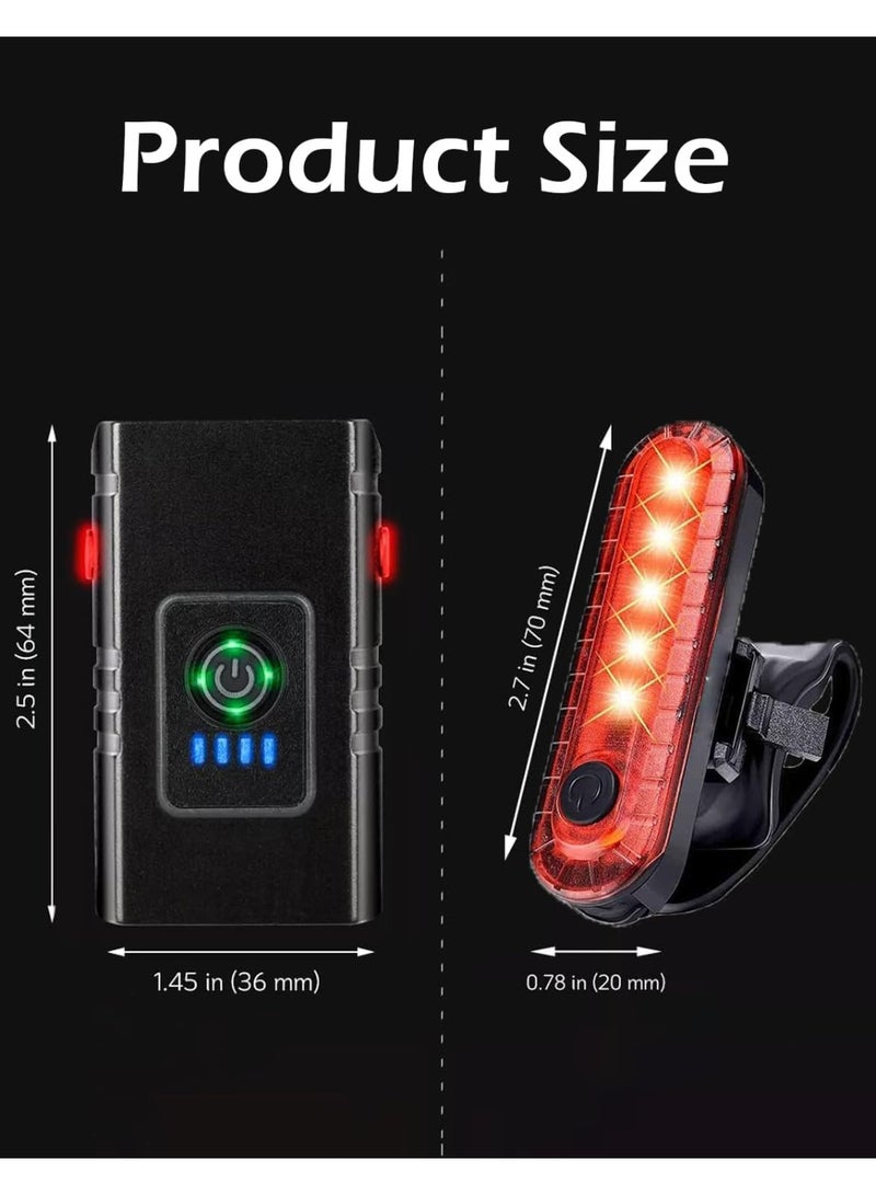 Flushrenic Bike Lights Set,Bicycle Light,Aluminum Alloy Headlight,Bright Cycling Flashlight Night,Riding Road Mountain Bike Accessories Set - Image 2