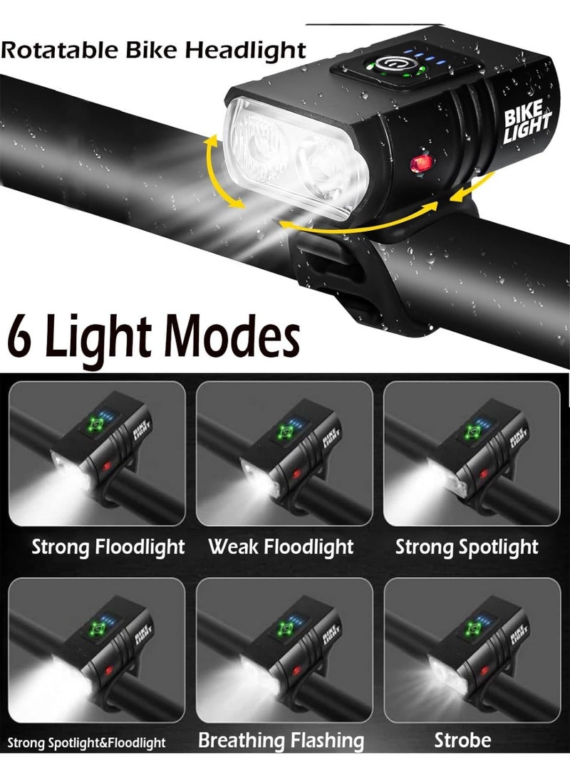 Flushrenic Bike Lights Set,Bicycle Light,Aluminum Alloy Headlight,Bright Cycling Flashlight Night,Riding Road Mountain Bike Accessories Set - Image 4