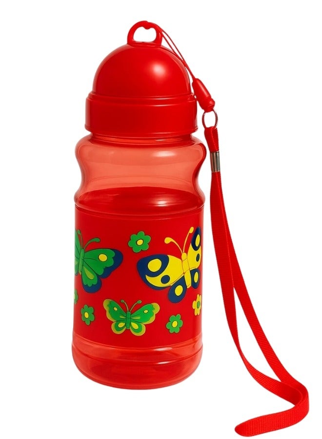 هابي هوم زجاجة مياه للأطفال بغطاء جلدي مطبوع بأشكال كرتونية متنوعة مع شاليمو سيليكون آمن وخالي من BPA، سعة 400 مل، زجاجة شرب مدرسية مضادة للتسرب وخفيفة الوزن للحقيبة المدرسية والرحلات والرياضة – زجاجة مياه محمولة للأطفال الأولاد والبنات - Image 1