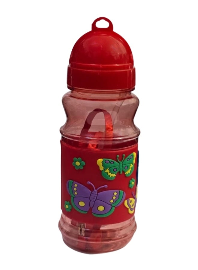 هابي هوم زجاجة مياه للأطفال بغطاء جلدي مطبوع بأشكال كرتونية متنوعة مع شاليمو سيليكون آمن وخالي من BPA، سعة 400 مل، زجاجة شرب مدرسية مضادة للتسرب وخفيفة الوزن للحقيبة المدرسية والرحلات والرياضة – زجاجة مياه محمولة للأطفال الأولاد والبنات - Image 3