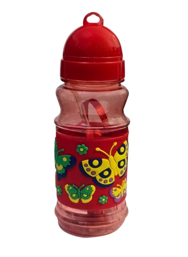 هابي هوم زجاجة مياه للأطفال بغطاء جلدي مطبوع بأشكال كرتونية متنوعة مع شاليمو سيليكون آمن وخالي من BPA، سعة 400 مل، زجاجة شرب مدرسية مضادة للتسرب وخفيفة الوزن للحقيبة المدرسية والرحلات والرياضة – زجاجة مياه محمولة للأطفال الأولاد والبنات - Image 4