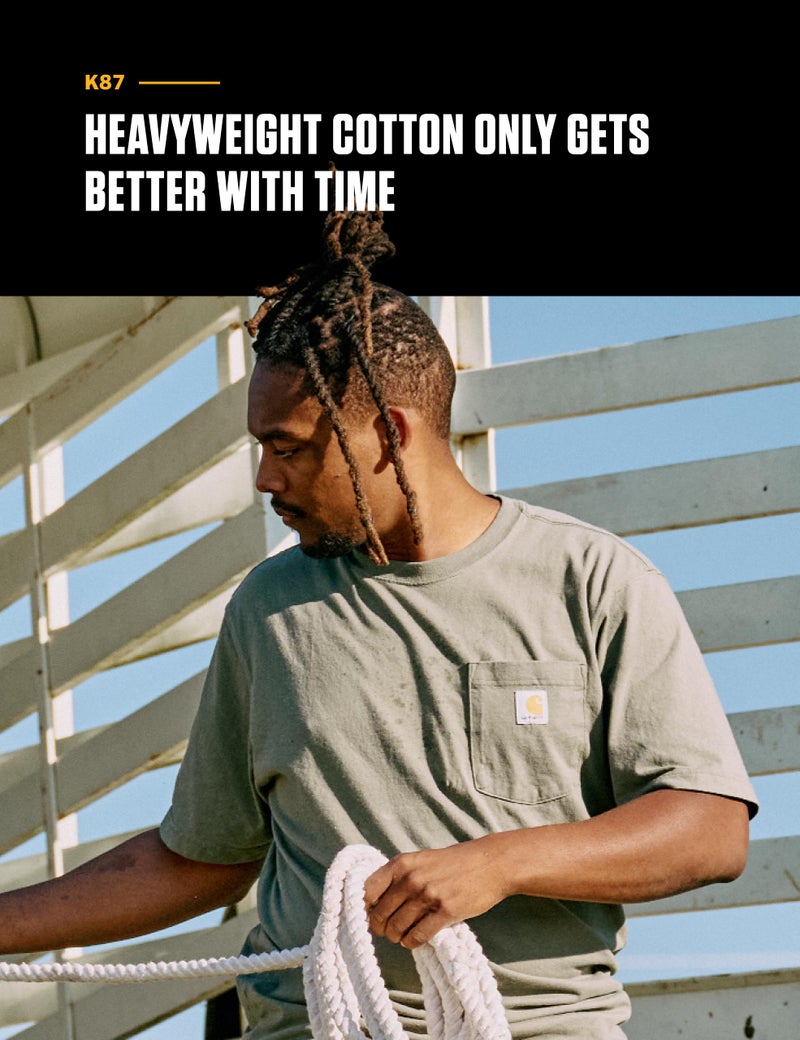 Carhartt Mens Loose Fit Heavyweight Short-Sleeve Pocket T-Shirt Work Utility t Shirts, Carbon Heather, Large US - Image 3