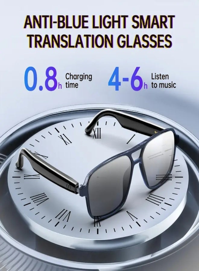 NEW AI Translator Smart Wireless Glasses – Real-Time Voice & Video Translation in 100+ Languages, Wireless Audio Glasses with Music Playback, Hands-Free Calls, Face-to-Face & Simultaneous Translation, USB Rechargeable, Magnetic Charging – Smart Glasses for Men & Women - Black - Image 4