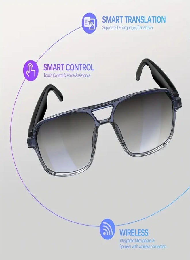 NEW AI Translator Smart Wireless Glasses – Real-Time Voice & Video Translation in 100+ Languages, Wireless Audio Glasses with Music Playback, Hands-Free Calls, Face-to-Face & Simultaneous Translation, USB Rechargeable, Magnetic Charging – Smart Glasses for Men & Women - Black - Image 3