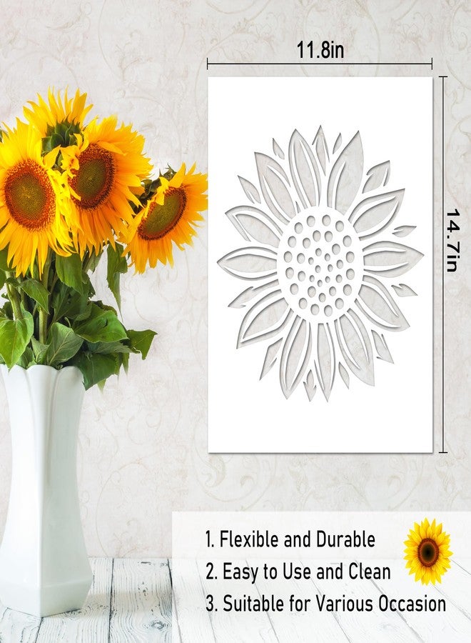 Keluna Sunflower Stencils for Painting - 11.8 * 14.7 Inch Stencils for Painting on Wood Canvas Wall Rock, Wall Stencils for Painting Large Pattern, Floor Tile Stencils Furniture Indoor Outdoor Decor - Image 3