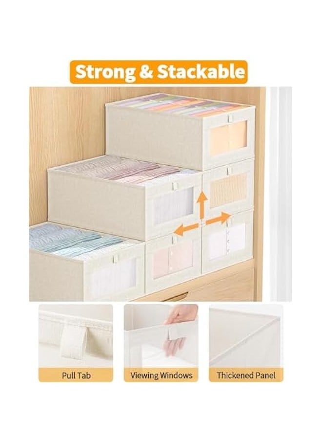 TRASSLE 4 Pack Closet Organizers and Storage Bins, Storage Containers for Organizing Clothing, Jeans, Toys, Books, Shelves, Wardrobe - Closet Organizer, Large Storage Boxes Baskets with Window  - Image 3