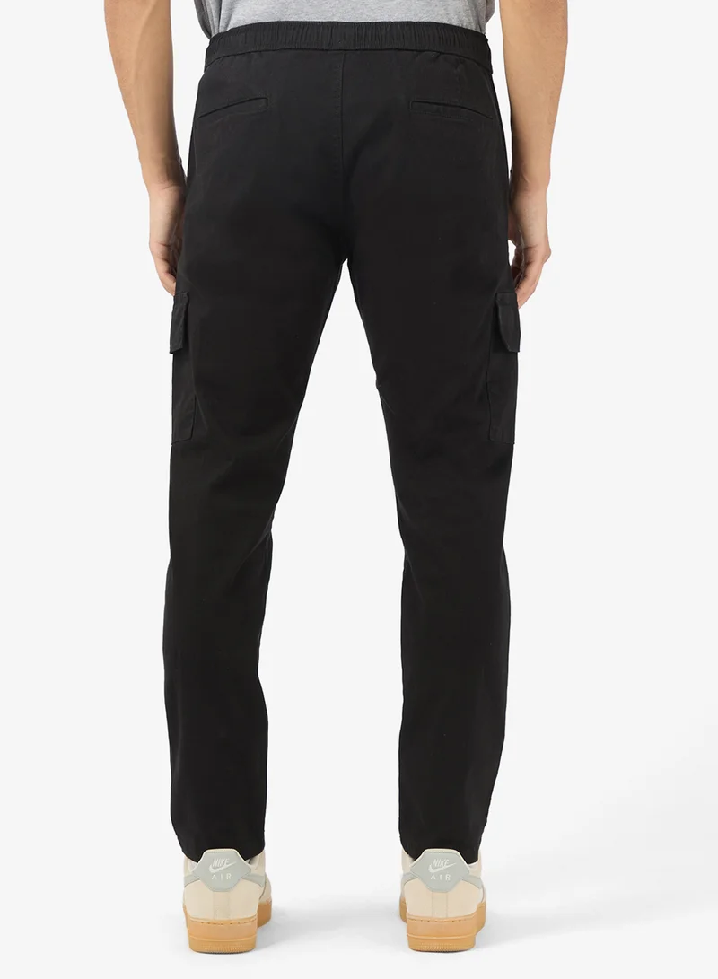 Seventy Five Black Premium Slim Fit Cargo Pants for Men | Best Price UAE