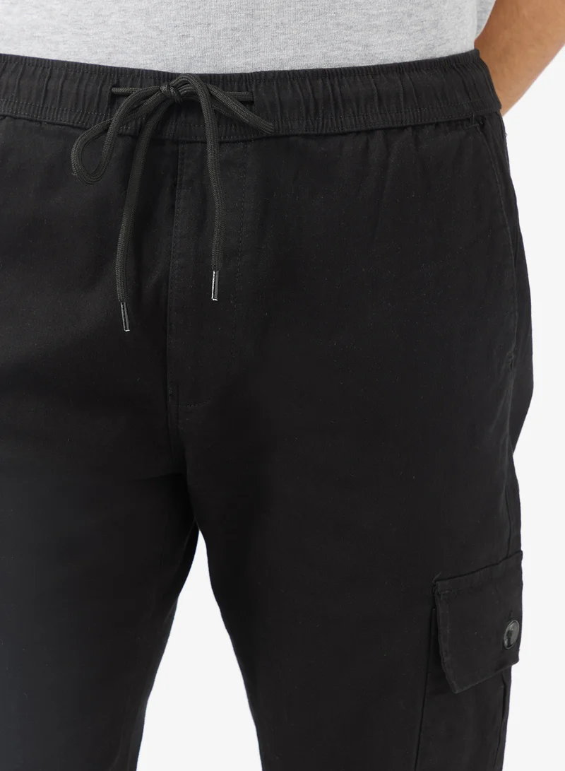 Seventy Five Black Premium Slim Fit Cargo Pants for Men | Best Price UAE