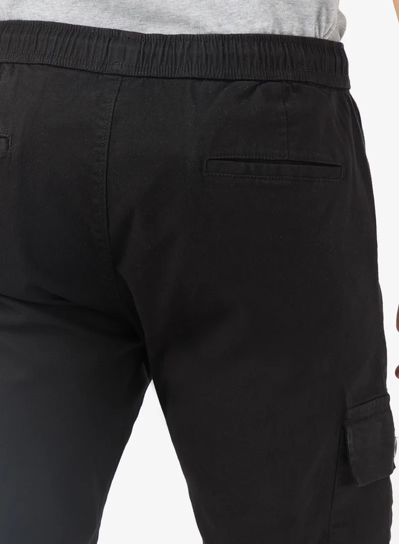 Seventy Five Black Premium Slim Fit Cargo Pants for Men | Best Price UAE