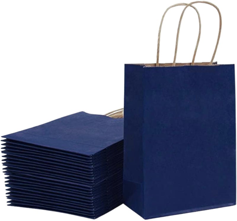 RanGit Bhumi Gift Bag (Blue)- 50pcs 8x10x4 in Small Paper Bags for Corporate event, Party Favor Goodie Bag, Craft Paper Return Gifting Covers I Disposable Recyclable (Small- Blue, Pack of 50) - Image 1