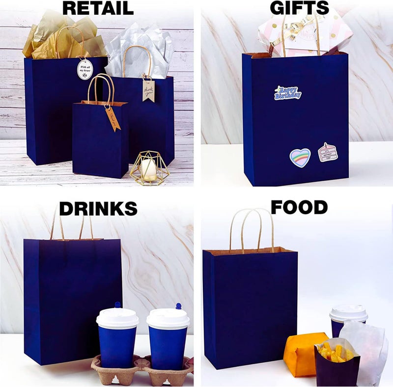 RanGit Bhumi Gift Bag (Blue)- 50pcs 8x10x4 in Small Paper Bags for Corporate event, Party Favor Goodie Bag, Craft Paper Return Gifting Covers I Disposable Recyclable (Small- Blue, Pack of 50) - Image 5
