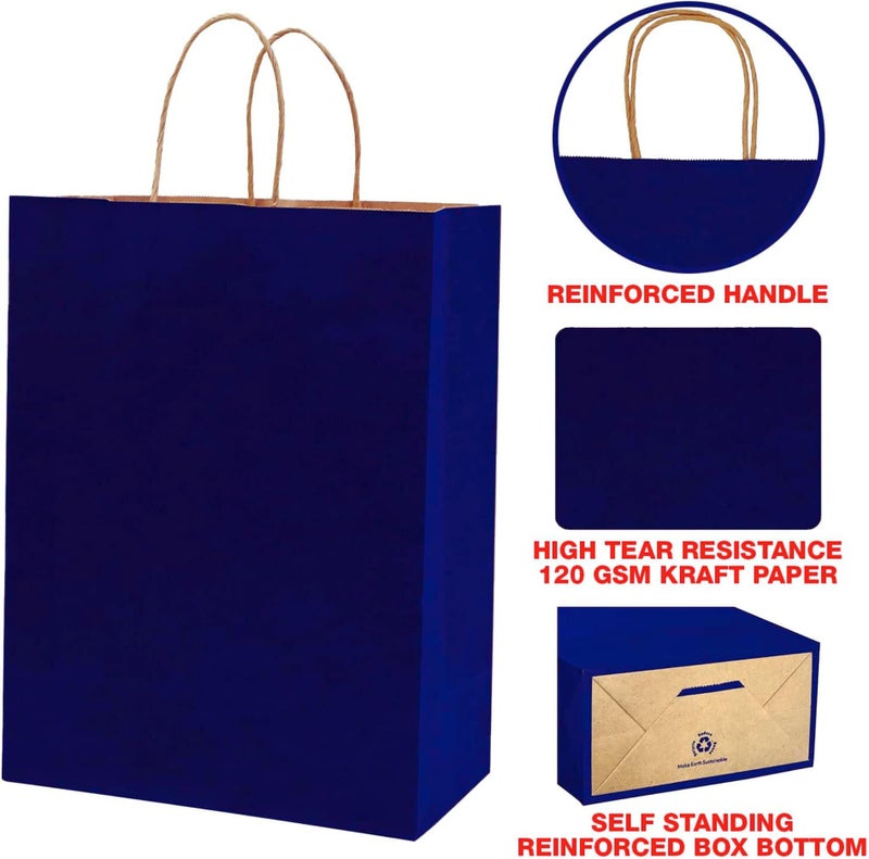 RanGit Bhumi Gift Bag (Blue)- 50pcs 8x10x4 in Small Paper Bags for Corporate event, Party Favor Goodie Bag, Craft Paper Return Gifting Covers I Disposable Recyclable (Small- Blue, Pack of 50) - Image 3