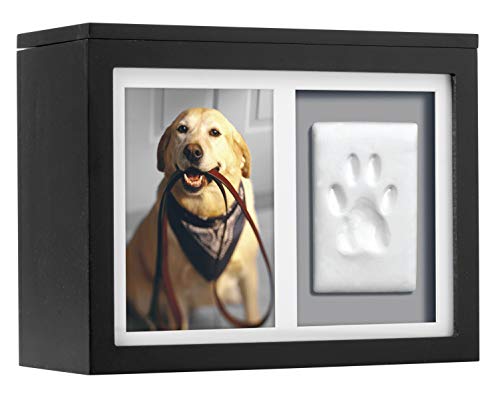 Pearhead Pet Memory Box & Urn – Solid Wood, Black Finish, Personalized Keepsake with Clay Paw-Print Kit & 4" × 6" Photo Frame – Holds Ashes, Collars, Special Toys & Memories - Image 1