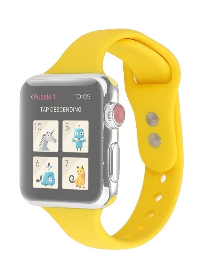 BGM Silicone Double Buckle Replacement Wrist Strap Yellow - Image 1