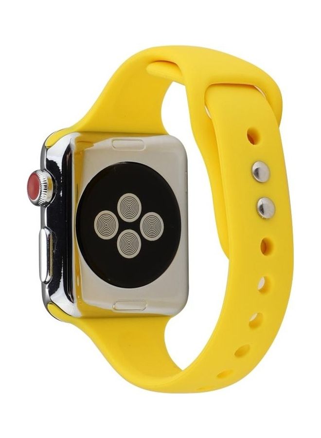 BGM Silicone Double Buckle Replacement Wrist Strap Yellow - Image 4